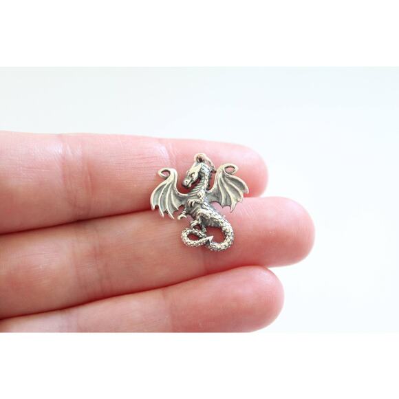 Sterling Silver Dragon Pendant, Silver Dragon Pendant - Picture 3 of 4
